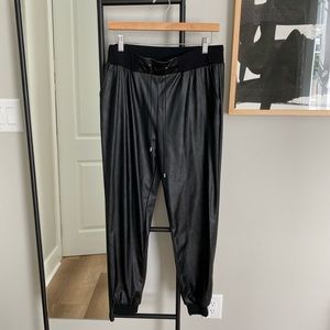 Willow and Clay faux black leather joggers